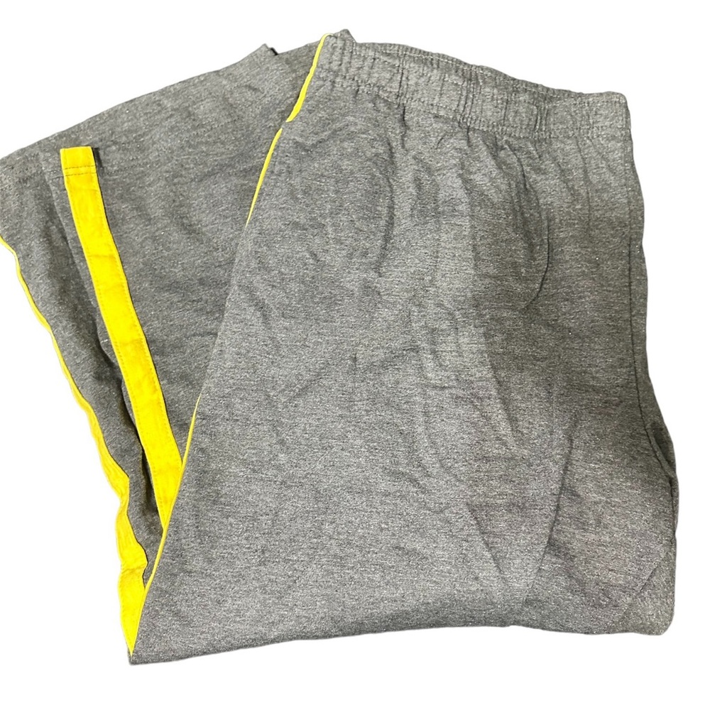 Women’s Woman Within 2X Petite grey with yellow stripe sweatpants NWOT
